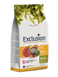 EXCLUSION Cane Mediterraneo Large Adult Manzo 12Kg