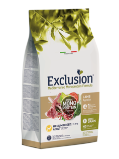 EXCLUSION Cane Mediterraneo Medium Adult Agnello 3Kg