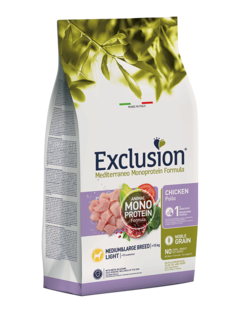 EXCLUSION Cane Mediterraneo Light Medium/Large Adult Pollo 3Kg