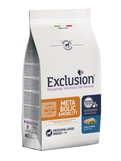 EXCLUSION Metabolic & Mobility Medium&Large Breed Maiale e Fibre 12Kg