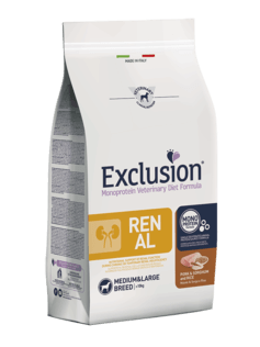 EXCLUSION Cane Renal Medium&Large Breed Maiale, Sorgo e Riso 2Kg