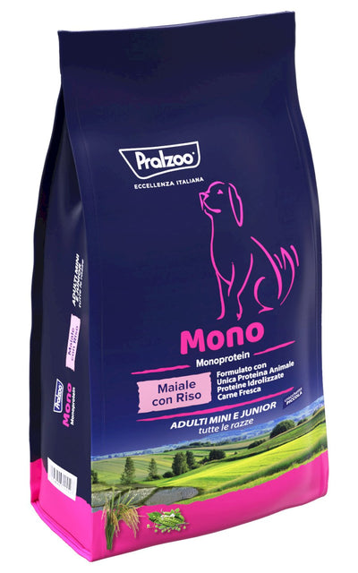 PRALZOO Cane Monoproteico Adulti Mini e Junior Maiale con Riso 10Kg