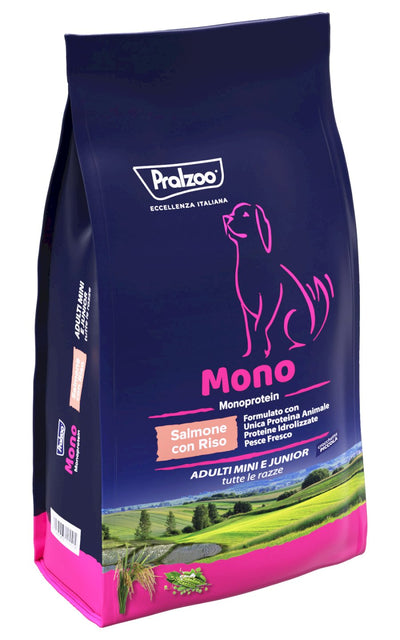 PRALZOO Cane Monoproteico Adulti Mini e Junior Salmone con Riso 10Kg