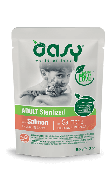 OASY Cat Sterilised Bocconcini in Salsa al Salmone buste 12x85gr