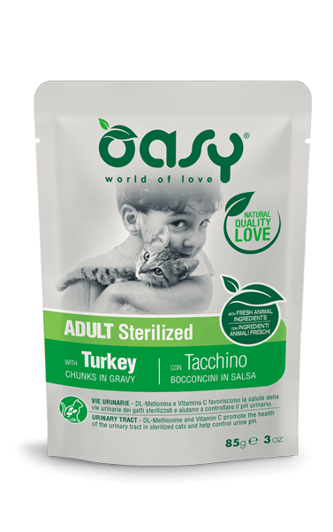 OASY Cat Sterilised Bocconcini in Salsa al Tacchino buste 12x85gr