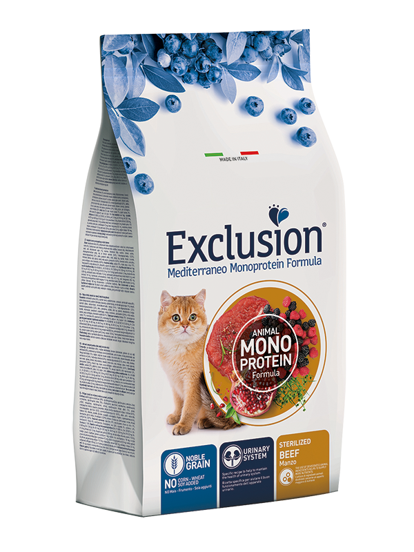 EXCLUSION Gatto Sterilised Manzo 12Kg