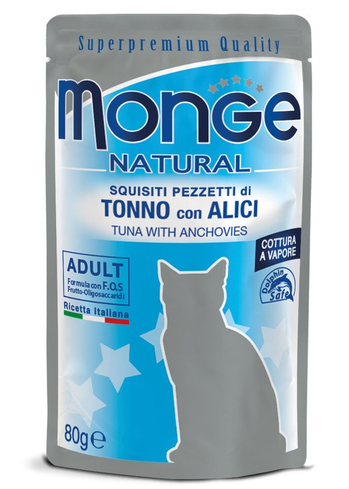 MONGE Gatto Natural Bustina Adult Tonno con Alici 80gr