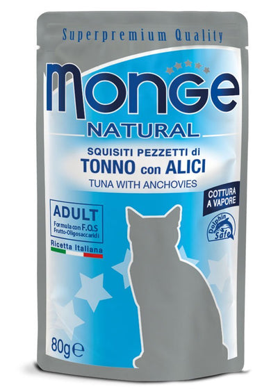 MONGE Gatto Natural Bustina Adult Tonno con Alici 80gr