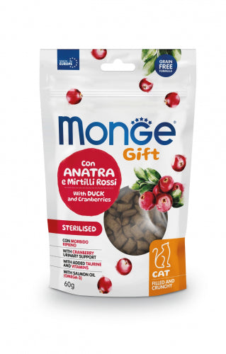 MONGE Cat Gift Minis Sterilised con Anatra e Mirtilli 60gr