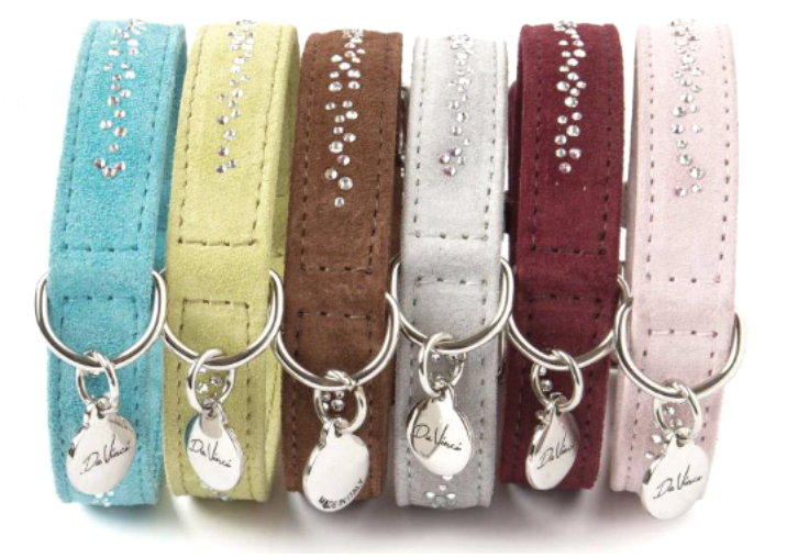 LEOPET Collare in camoscio con Swarovski