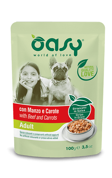 OASY Cane Adult Straccetti in Salsa con Manzo e Carote 22x100Gr