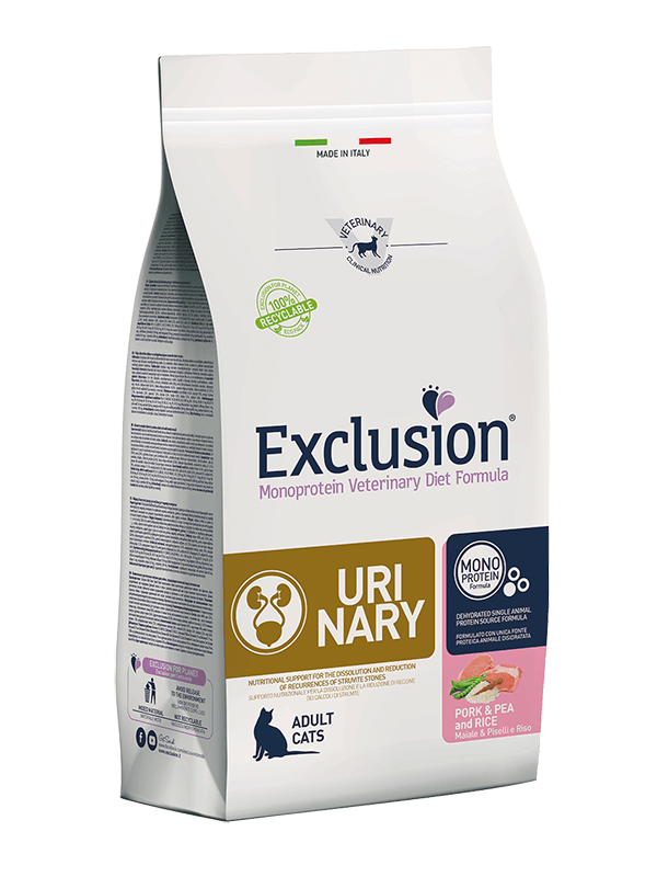 EXCLUSION Gatto Urinary Maiale, Riso e Piselli 1,5Kg