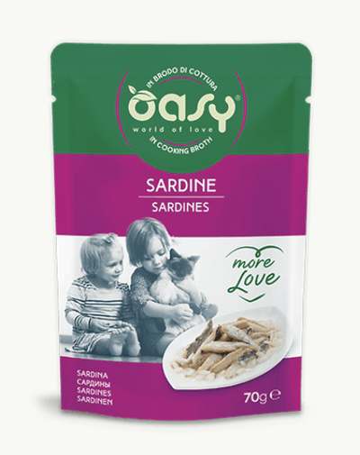 OASY Cat Natural Sardine More Love brodo buste 24x70Gr