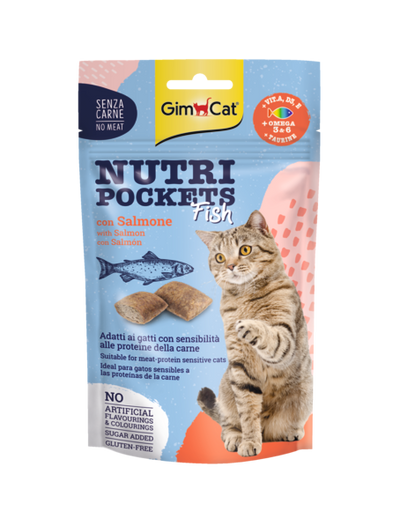 GIMCAT Snack Nutri Pockets con Salmone 60Gr
