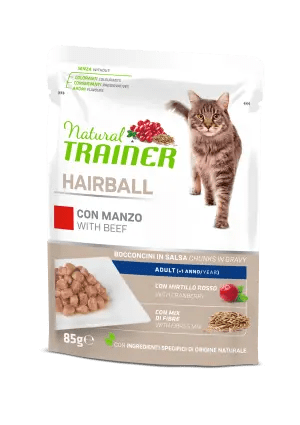 TRAINER Cat Hairball Bocconcini in salsa Manzo 85gr
