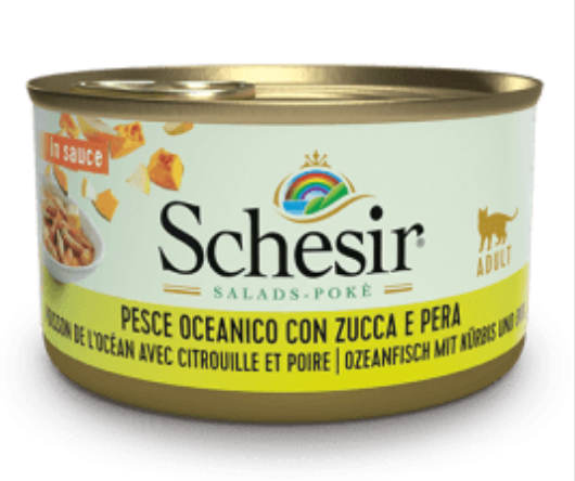 SCHESIR Cat Salads Pokè Pesce Oceanico con Zucca e Pera 85Gr