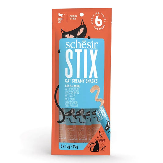 SCHESIR Cat gatto snack stix mousse salmone 15 gr x 6 pezzi in busta