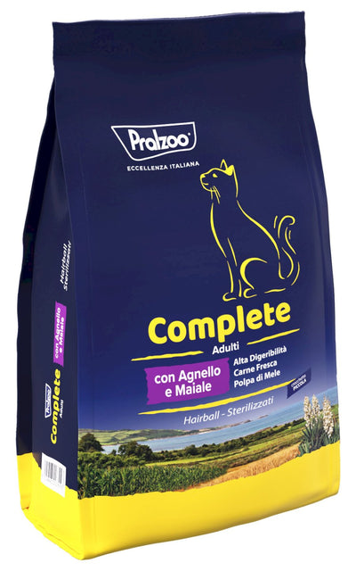 PRALZOO Gatto Complete Adulti Hairball Sterilized con Agnello e Maiale 1,5Kg