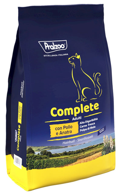 PRALZOO Gatto Complete Adulti Hairball Sterilized con Pollo e Anatra 1,5Kg