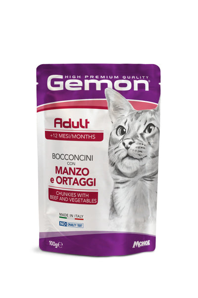 GEMON Cat Sterilised Bocconcini con Manzo e Ortaggi 100gr