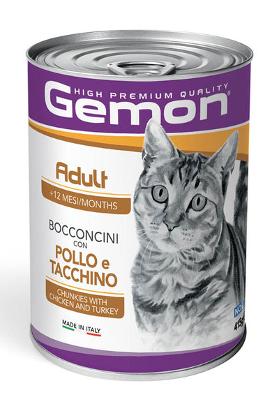 GEMON Cat Adult Bocconcini con Pollo e Tacchino 415gr