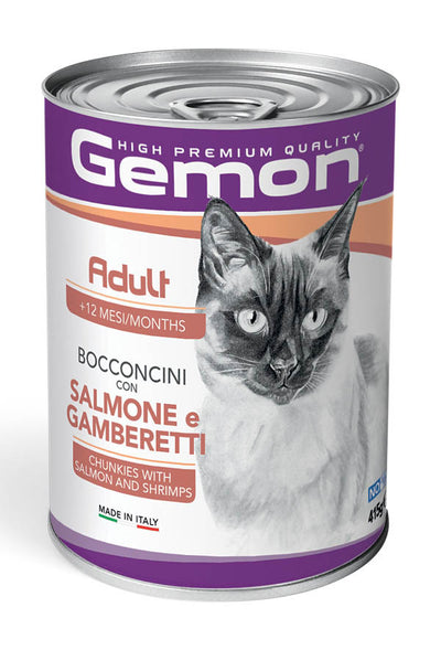 GEMON Cat Adult Bocconcini con Salmone e Gamberetti 415gr