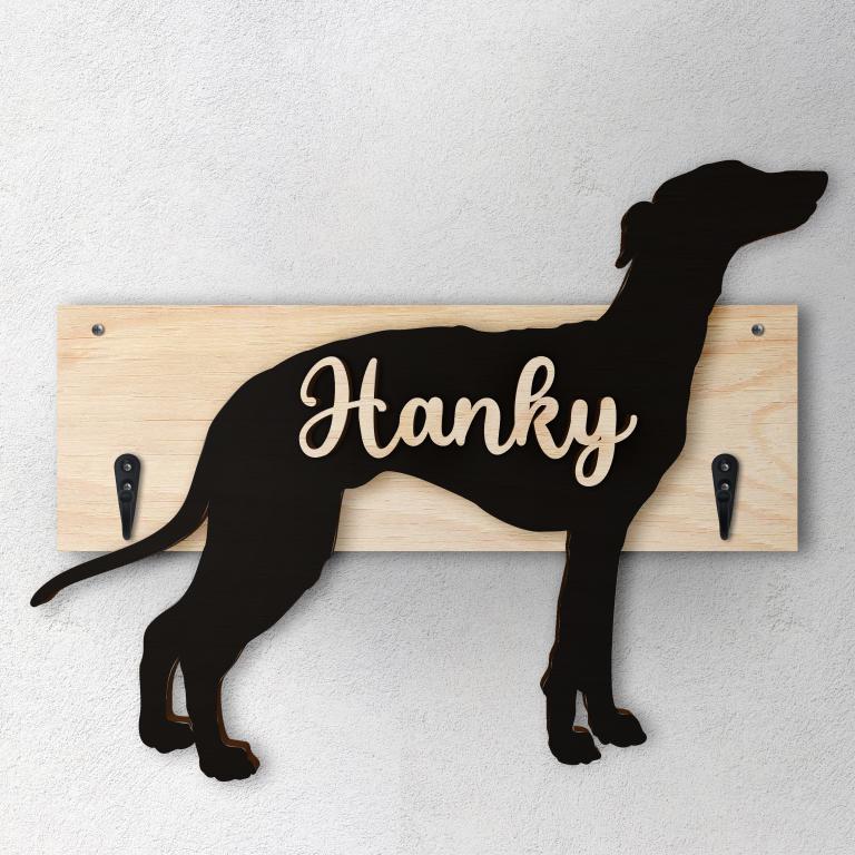 Greyhound - Porta guinzaglio e/o chiavi personalizzato con il nome del tuo cane