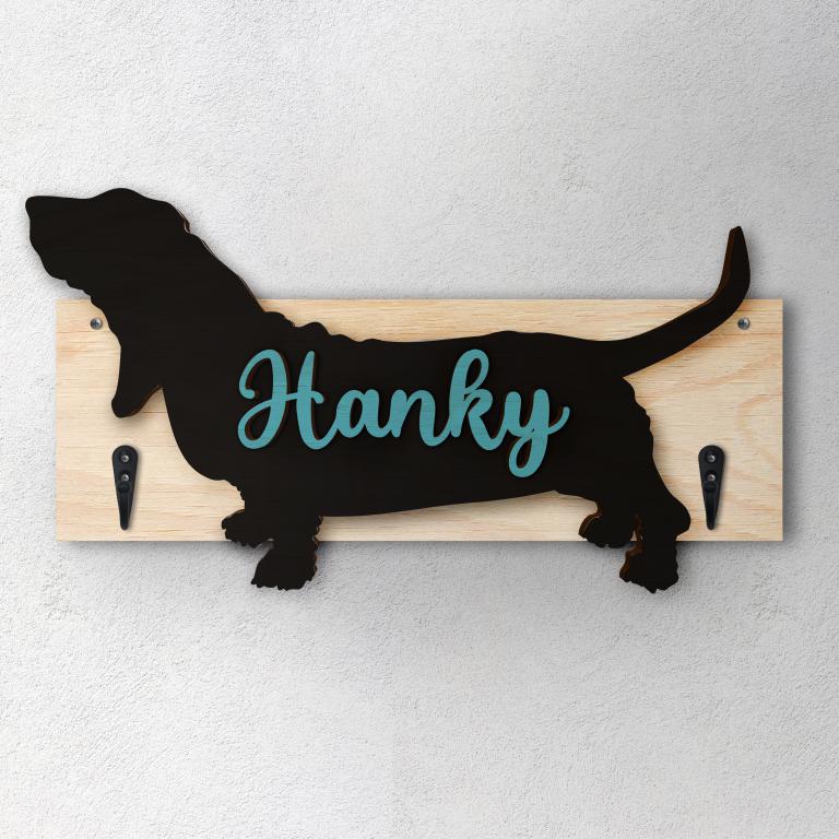 Bassotto Gigante - Porta guinzaglio e/o chiavi personalizzato con il nome del tuo cane