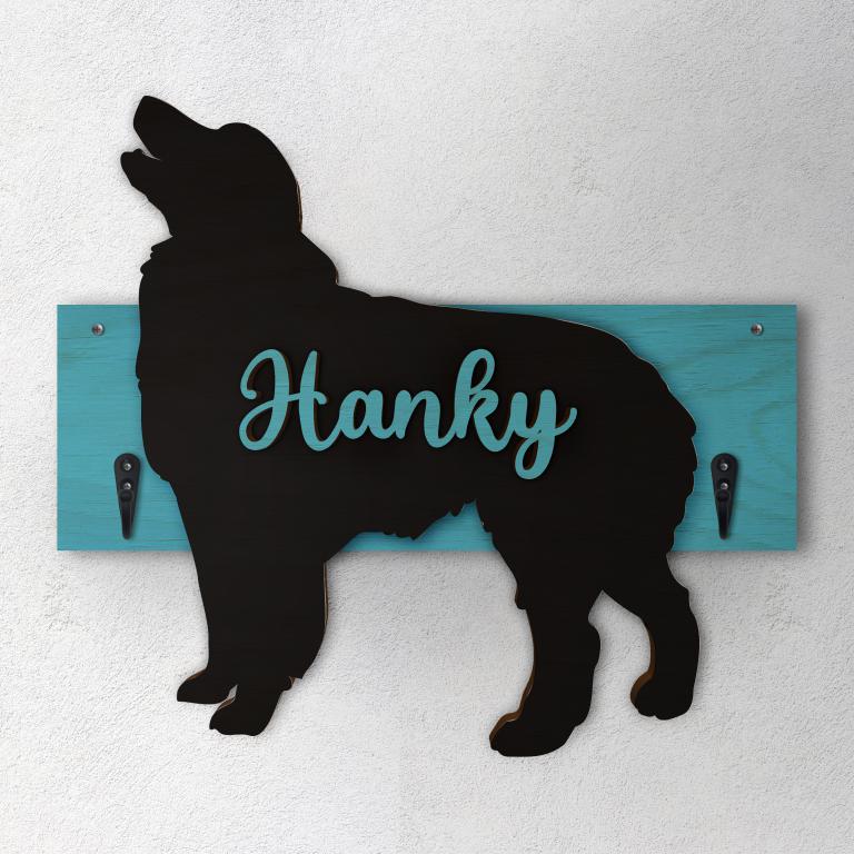 Australian Shepherd - Porta guinzaglio e/o chiavi personalizzato con il nome del tuo cane