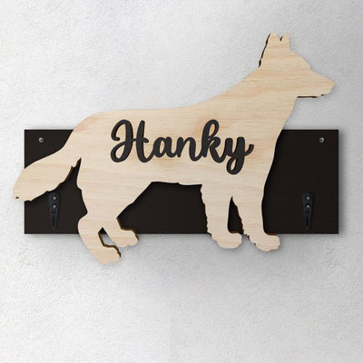 Pastore Svizzero Bianco - Porta guinzaglio e/o chiavi personalizzato con il nome del tuo cane