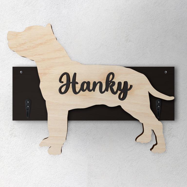 American Staffordshire Terrier - Porta guinzaglio e/o chiavi personalizzato con il nome del tuo cane