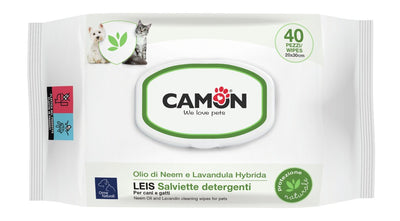 CAMON Salviette detergenti LEIS con Olio di Neem e Lavandula Hybrida 40pz