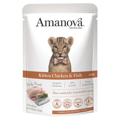 AMANOVA Gatto Patè Kitten con Pollo e Pesce 12x85Gr