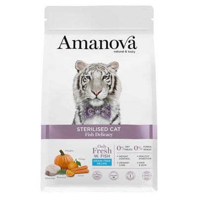 AMANOVA Gatto Sterilizzato al Pesce Bianco GF 1,5Kg