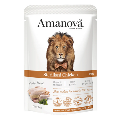 AMANOVA Gatto Patè Sterilised con Pollo Fresco 12x85Gr