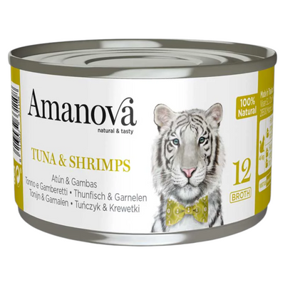 AMANOVA Gatto 12 Tonno e Gamberetti in brodo 24x70gr