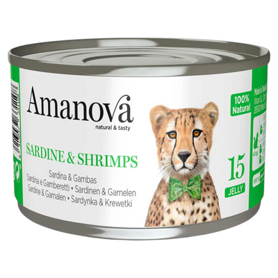 AMANOVA Gatto 15 Sardine e Gamberetti in gelatina 24x70gr