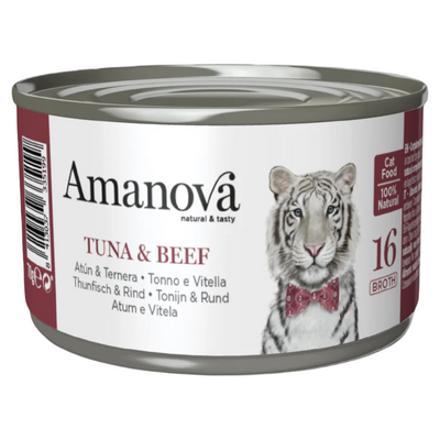 AMANOVA Gatto 16 Tonno e Manzo in brodo 24x70gr