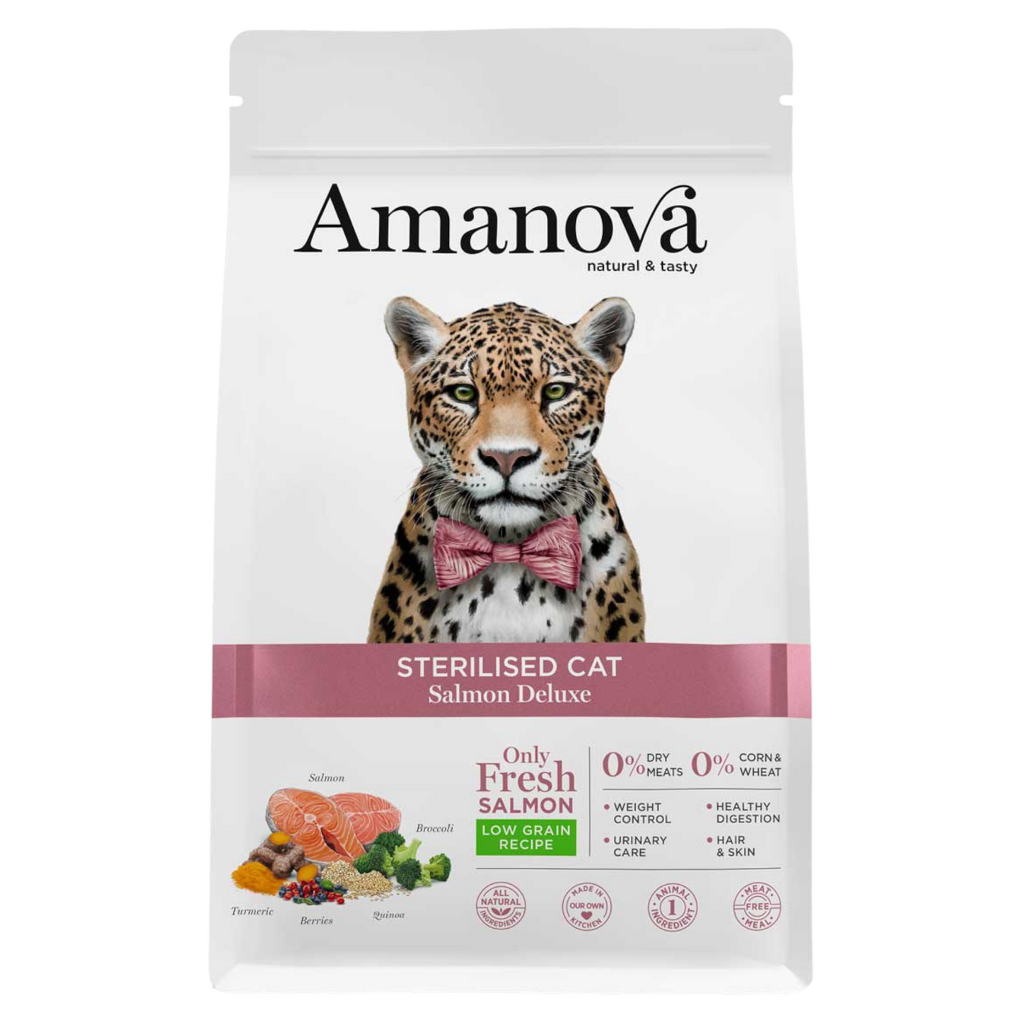 AMANOVA Gatto Sterilizzato al Salmone Low Grain 1,5Kg