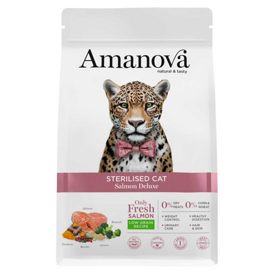 AMANOVA Gatto Sterilizzato al Salmone Low Grain 1,5Kg