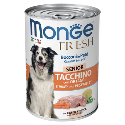 MONGE Fresh Cane Bocconi Senior Tacchino 400gr