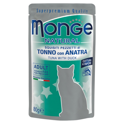 MONGE Gatto Natural Bustina Adult Tonno con Anatra 80gr