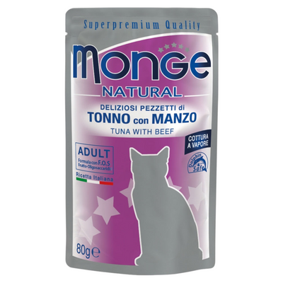 MONGE Gatto Natural Bustina Adult Tonno e Manzo 80gr