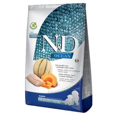FARMINA N&D Cane Ocean GF Medium/Maxi Puppy - Merluzzo, Zucca e Melone 2,5Kg