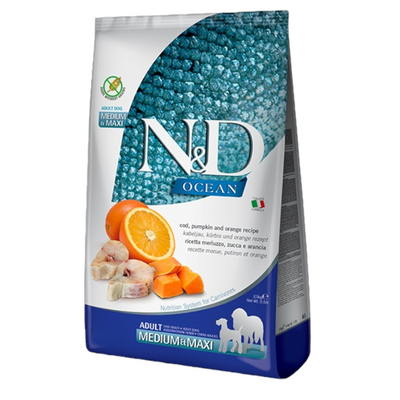 FARMINA N&D Cane Ocean GF Medium/Maxi Adult - Merluzzo, Zucca e Arancia 2,5Kg