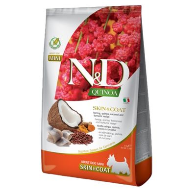 FARMINA N&D Cane Quinoa Skin&Coat GF Mini Adult - Aringa, Quinoa, Cocco e Curcuma 7Kg
