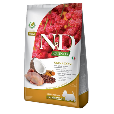 FARMINA N&D Cane Quinoa Skin&Coat GF Mini Adult - Quaglia, Quinoa, Cocco e Curcuma 7Kg