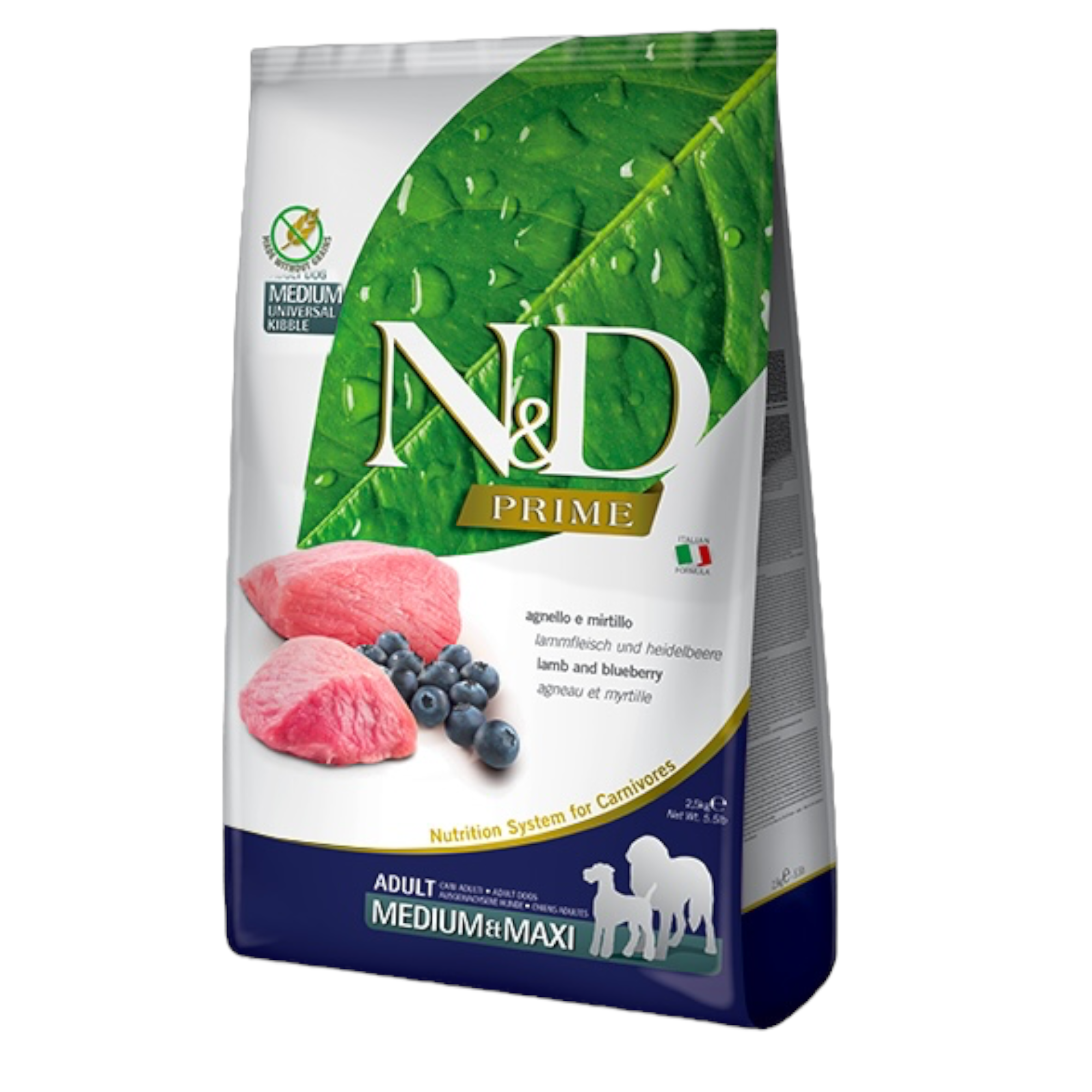 Cane Prime FARMINA N&D Cane Prime GF Medium/Maxi Adult - Agnello e Mirtillo 12Kg ...