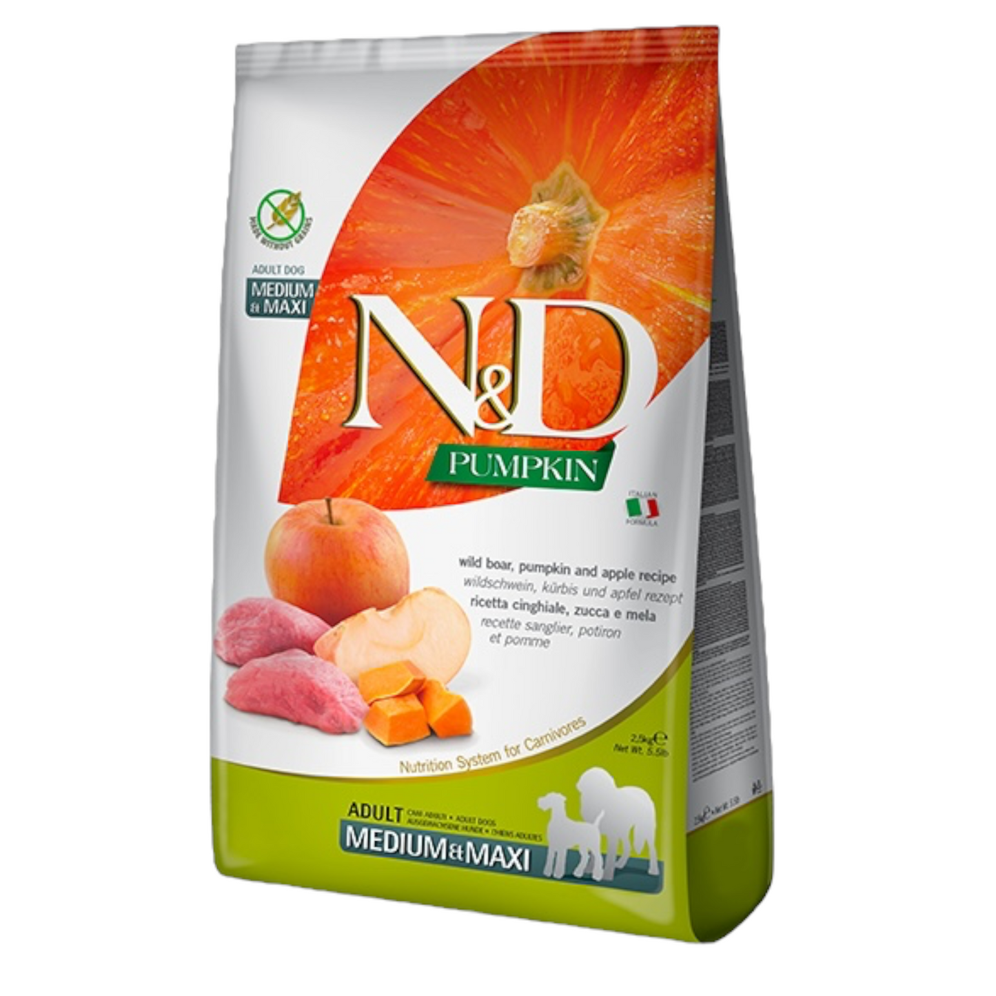 FARMINA N&D Cane Pumpkin GF Medium/Maxi Adult - Cinghiale, Zucca e Mela 2,5Kg