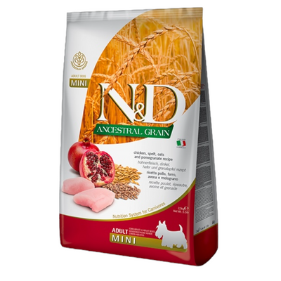 FARMINA N&D Cane Ancestral Mini Adult - Pollo, Farro, Avena e Melograno 2,5Kg